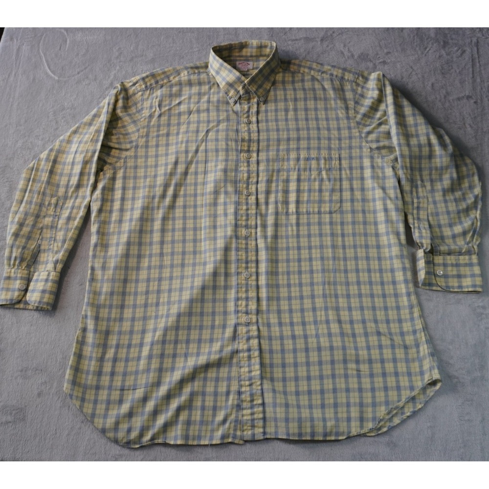 Vintage Hamilton Shirt Co Button Down Mens 2XL Yellow Blue Long Sleeve‎ Casual